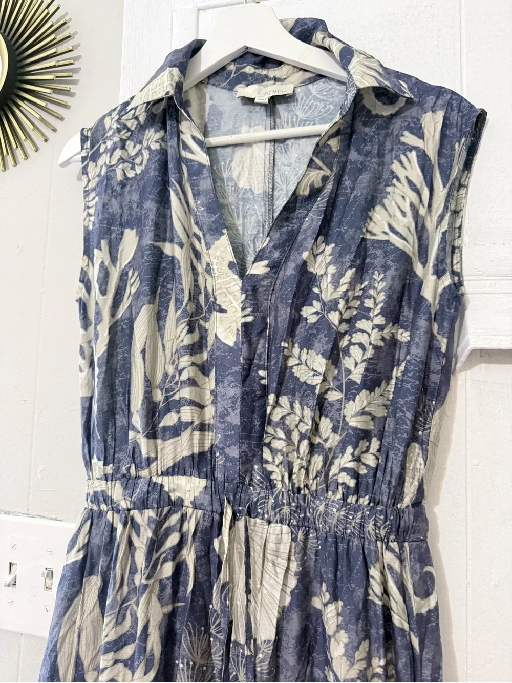 Pinch Navy & Cream Botanical Sleeveless Maxi Dress